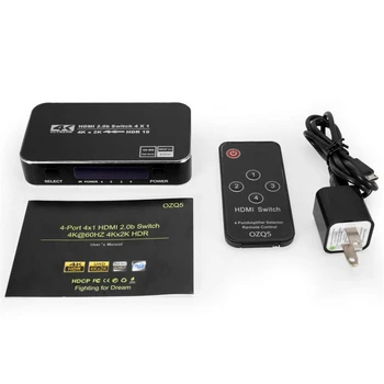 2020 cel Mai bun 4K HDMI Switch 2.0 Suport RGB 4:4:4 HDR Switch HDMI 4K 60Hz HDMI 2.0 Comutator de la Distanță IR UHD 4 Port HDMI Switch Comutator