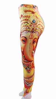 JIGERJOGER Gros de Iarna tesatura Egipt stil Indian Galben Elefant Jambiere Noi Plus dimensiune XL Femei Atletice Yoga pantaloni de antrenament