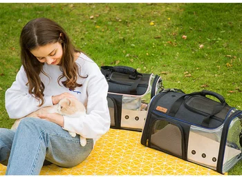 10kg rulment de mediu nu-toxice portabil boardable avion pet transparent sac de transport ventilat realizarea câine pisică de casă pat