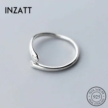 INZATT Real 925% de Argint Minimalist Zircon Inel Pentru Femei Petrecerea de Ziua Clasic Bijuterii Fine Geometrice Accesorii Cadou