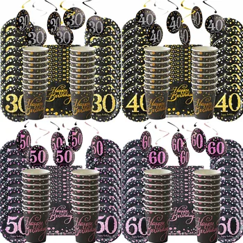 54pcs 30-40-50 de ani Decoratiuni de Partid Adult Tacamuri de unica folosinta Temă Ziua de naștere Partidul Set de Decorare Ziua de nastere Consumabile