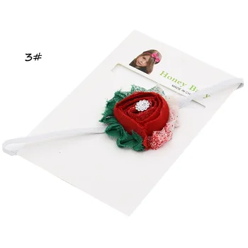 30pcs Ponosit sifon Rozeta Flori cu bandă de susținere Roșu Alb Verde de Crăciun arcuri de par Nou-născut de păr accesorii Foto Prop
