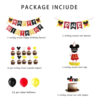 Mickey Mouse Petrecerea de Ziua Decoratiuni Banner Baloane Consumabile Băieți Fete Prima Petrecere de Aniversare cu Tort Fân