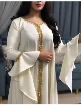 Musulman Abaya Broderie Dantela Jalabiya Panglică Aurie Rochii Hijab Bandaj Toamna Africa Dashiki Ramadan Eid Rugăciune Islamică Turcă