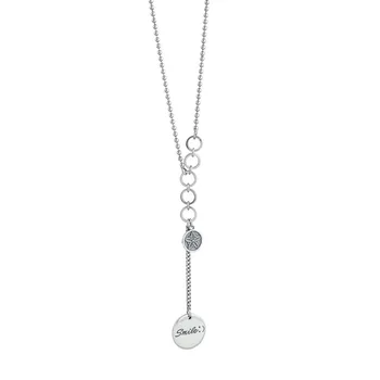 Trend argint 925 link-ul lanț colier zâmbet și inițială pandantiv coliere pentru femei