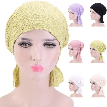 Noi Femeile Bule De Bumbac Pălărie Întinde Chimioterapie Cancer Capac Solid De Culoare Elastic Beanie Capota Turban Pierderea Parului Acoperi Văl Articole Pentru Acoperirea Capului