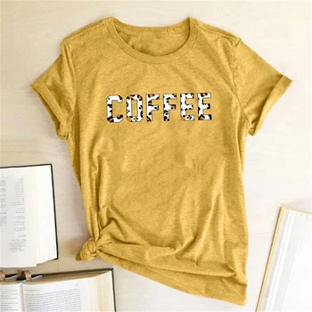 Cafea Scrisoare de Imprimare tricouri Femei Tricouri de Vara Tricou pentru Femei, Moda Femei, Haine Casual Harajuku Sus Camisetas Mujer