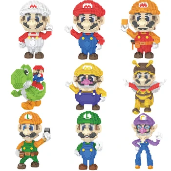 9 modele Mini Super Mario Bros Luigi, Yoshi Waluigi Blocuri Copii de Învățământ Micro Mario Cosplay Clădire din Cărămidă Jucarii