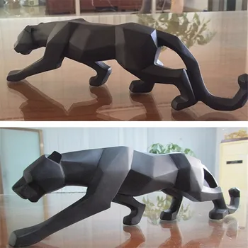 Noi 2020 Leopard Statuie Figurine Abstracte Moderne Stil Geometric Rășină Pantera Animale Mari Ornament Decor Acasă Accesorii