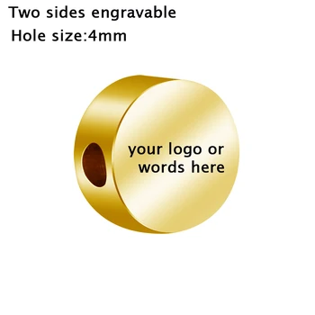 MYLONGINGCHARM gratuit gravura logo-ul sau design-50buc-personalizate Margele 15mm Margele Rotunde Brățară Farmecul Margele-dimensiune orificiu 4mm