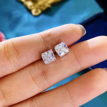Wong Ploaie De Argint 925 Creat Moissanite Diamante Piatră Prețioasă Nunta Logodna Bijuterii Fine Știfturi De Ureche Cercei En-Gros