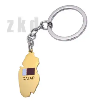 Zkd Qatar harta Qatar steag național din oțel inoxidabil cheie lanț cheie inel