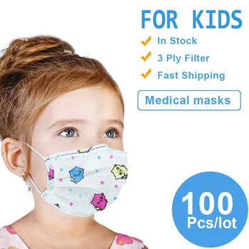 50/100BUC Copil, Copii, Băiat, Fată, Masca Medicala 3 Straturi Anti-Infecta Nețesute, de Unică folosință Respirabil Fata de Desene animate Masca Chirurgicala