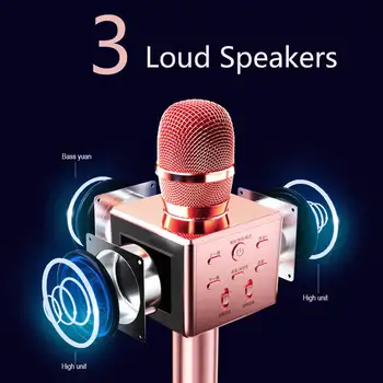 Wireless Bluetooth Microfon Karaoke din Aliaj de Aluminiu Portabil Multifuncțional 3 mai Tare Difuzoare de 15W Player Voce Schimbătoare 2020