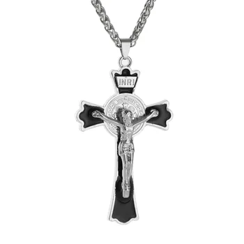 Isus hristos Pandantiv Colier Hip Hop Zinc din Aliaj Pandantiv Cruce cu Lanț pentru Bărbați Moda Bijuterii Cadou Religioase Creștine Bijuterii