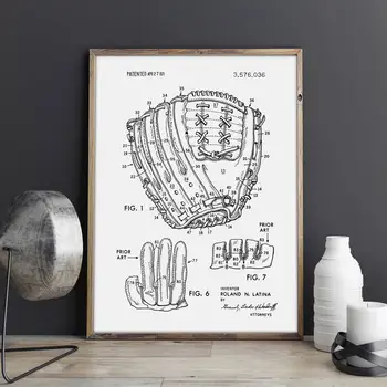 Mănușă de Baseball brevet, Baseball arta de perete , postere, decor sala,print vintage,plan, idee de cadou, Sport Decoratiuni de perete