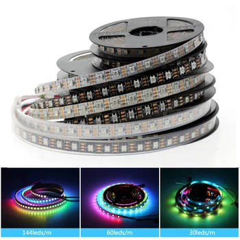 Zuczug RGB LED Strip Lumina WS2811 WS2812B 5M 5 12 Volți Impermeabil 5050 30/60/144 led-uri/m WS2812 WS2812B DC 5V 12V led bandă Bandă