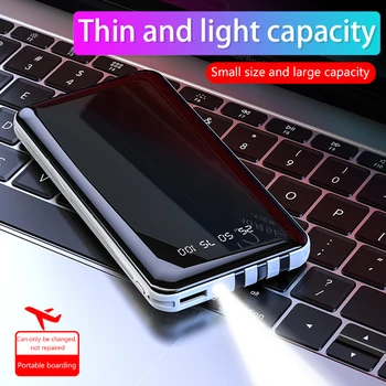 Power Bank 20000mAh Încărcare Rapidă Extern Portabil Încărcător Acumulator Powerbank Cu Cablu de Lumină Pentru iPhone, Samsung, Xiaomi Poverbank