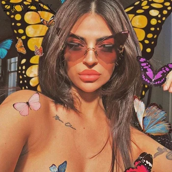ZKYZWX Festivalul Butterfly ochelari de Soare Femei Ocean Obiectiv fără ramă de ochelari de Soare pentru Barbati, Design de Lux Strada Împușcat Ochelari Supradimensionate