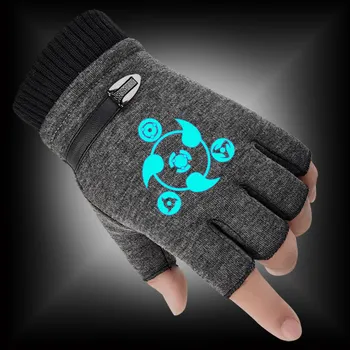 2020 Iarna Jumătate degetul Mănuși de Anime NARUTO Imprimare Fluorescentă Luminos Mănuși de Degete de Femei și Bărbați de Cald Mănuși Tricotate