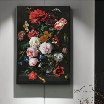 Încă de Viață cu Flori intr-o Vaza de Sticla de Ulei Tablouri print pe Canvas Postere de Arta Și Printuri de Artă Barocă Poze Decor Acasă