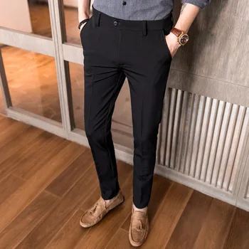 Mens pantaloni rochie Nouă coreean slim Fit țesături elastice Business casual Pantaloni sex Masculin de înaltă calitate Oficială pantaloni pentru bărbați pantaloni