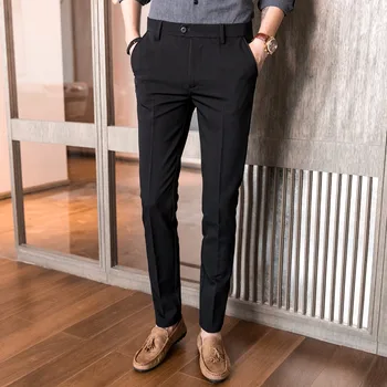 Mens pantaloni rochie Nouă coreean slim Fit țesături elastice Business casual Pantaloni sex Masculin de înaltă calitate Oficială pantaloni pentru bărbați pantaloni