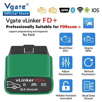 Vgate vLinker FD+ ELM327 Bluetooth 4.0 FORScan Pentru Ford wifi ELM 327 OBD2 de Diagnosticare Auto OBD 2 Scanner J2534 MS POATE Auto Instrumente