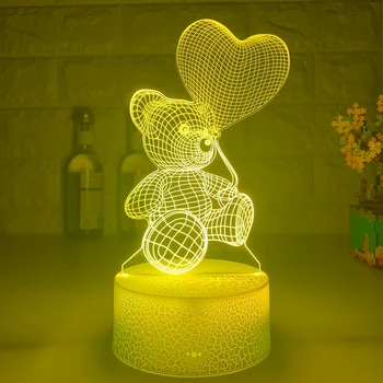Balon Urs 3d Lumina de Noapte Urs cu Inima Led Touch Comuta Atmosferă plină de culoare pentru Decorarea Acasă Lampă de Masă Lumină Noptiera
