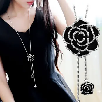 Coreea De Flori De Lux Lung Lanț Pulover Colier Feminin De Îmbrăcăminte Retro Sexy Camellia Accesorii Pentru Femei
