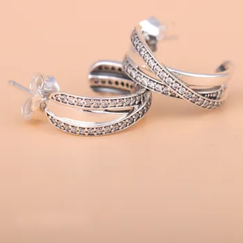 Coolkuxuan 925 Sterling-Silver CZ Împletesc Jumătate de Cercei Pentru Femei Fete bijoux Nunta Logodna Bijuterii Accesorii