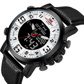 KAT-WACH Bărbați Dual Display Ceas Barbati Sport din Piele Ceasuri pentru Bărbați Cuarț LED Ceas Digital Impermeabil Militare Încheietura Ceas
