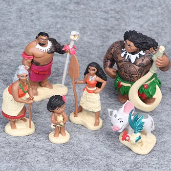 Disney 6pcs/set de 6-12cm Film de Desene animate Vaiana Printesa Moana Maui Șef Tui Tala Heihei Pua Acțiune Figura Decorare Jucării Pentru Copii