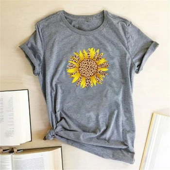 Floarea-soarelui galben de Imprimare tricouri Femei Tricouri pentru Femei Graphic Tee Femeie Harajuku Topuri de Bumbac Camisetas Mujer Verano