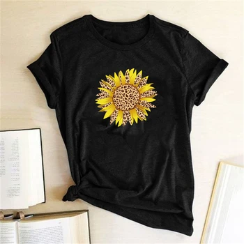 Floarea-soarelui galben de Imprimare tricouri Femei Tricouri pentru Femei Graphic Tee Femeie Harajuku Topuri de Bumbac Camisetas Mujer Verano