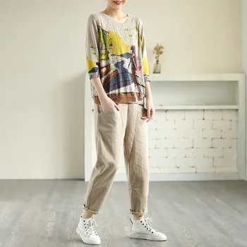 SUFLET DE TIGRU 2020 Primăvară Moda coreeană Doamnelor Bumbac Knitwears Femei Imprimate Epocă Pulovere Streetwear Supradimensionate, Pulovere