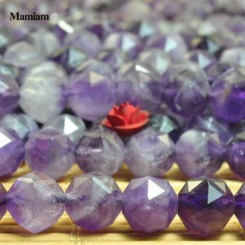 Mamiam Naturale A+ Violet Ametist Violet de Cuart Cristal de Diamant Margele Fatetate 7.5 mm Piatra DIY Brățară Colier Bijuterii de Luare