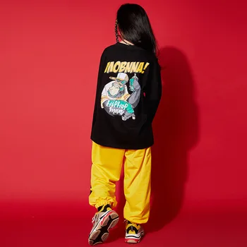 Copiii Hip Hop Îmbrăcăminte de Imprimare Tricou Supradimensionat Tricou Maneca Lunga Streetwear Pantaloni pentru Băieți și Fete de Jazz Dans Costum de Haine