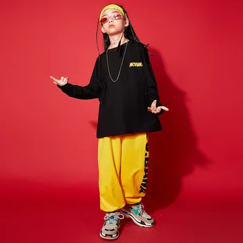 Copiii Hip Hop Îmbrăcăminte de Imprimare Tricou Supradimensionat Tricou Maneca Lunga Streetwear Pantaloni pentru Băieți și Fete de Jazz Dans Costum de Haine