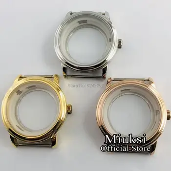 Miuksi 40mm argint/aur/aur roz/ safir de sticlă ceasul caz, se potrivesc ETA 2836,Miyota 8205/8215/821A/82series circulație