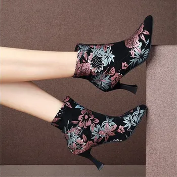 2020 noi de Toamna pentru Femei de Lux imprimare Cizme Dansatoare Exotică Tocuri inalte Cizme de Moda coreeană versiunea Cizme Botas Zapatos De Mujer