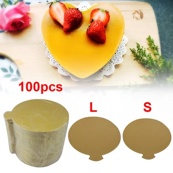 100 buc Mini Tort Placi Mici, Rotunde de Aur Tort Mousse de Carton Set de Tort Cupcake Bază Desert Afișează Tava