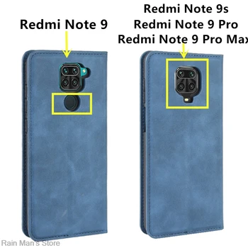 Magnetice de adsorbție Pu Caz Telefon din Piele pentru Xiaomi Redmi Nota 9 Pro Max 9s Retro Caz de Portofel Telefon de Afaceri, Capac de Protecție