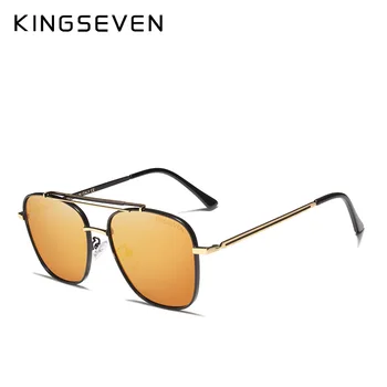 KINGSEVEN DESIGN Unisex Barbati ochelari de Soare Polarizat Cadru Pătrat din Oțel Inoxidabil Moda de sex Masculin Ochelari de Protecție UV N7388