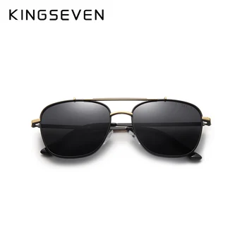 KINGSEVEN DESIGN Unisex Barbati ochelari de Soare Polarizat Cadru Pătrat din Oțel Inoxidabil Moda de sex Masculin Ochelari de Protecție UV N7388