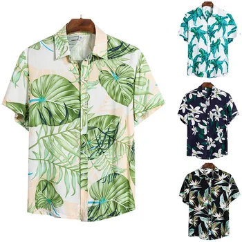 MJARTORIA Barbati Casual, Camasi Moda Hawaiian Tipărite Scurt-maneca Plaja Tricouri Vacanță Florale Camisa Masculina de Vară 2020