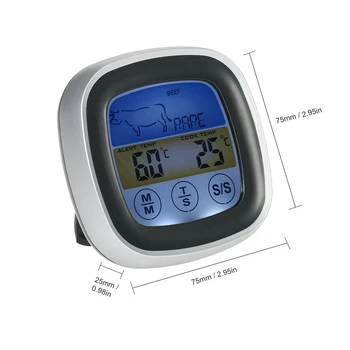 Digital Termometru de Carne Cuptor Colorate Touchscreen Instant Citit Sonda de Bucătărie, GRĂTAR de Gătit Termometru cu Cronometru Funcția de Alertă