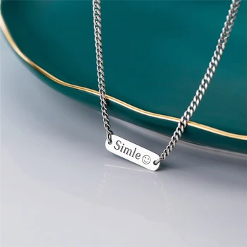 Singura Amintire Litere Smile Emoticon Minunat Argint 925 Clavicula Lanț Colier de sex Feminin SNE575