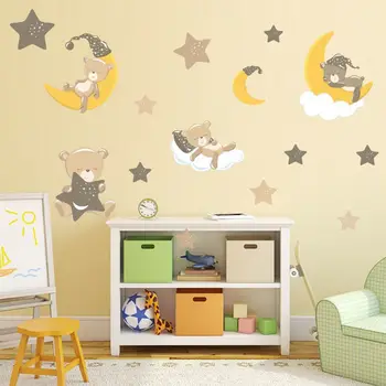 Ins Nordic Star Moon Bear Perete Autocolant pentru Copil Pepinieră Cameră de Desene animate pentru Copii Decorative Autocolante Doodle