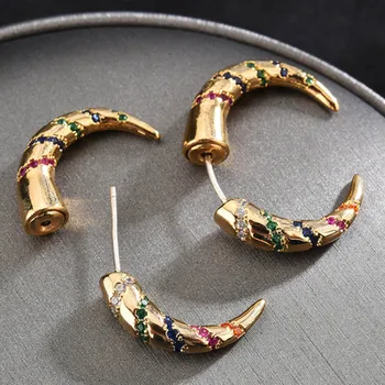 Zlxgirl bijuterii moda femei și bărbați colorate cubic zirconia cupru cercei bijuterii declarație de unghii stud nunta urechi piercing